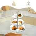 thumbnail image 1 of Soporte de Plástico Multicapa para Tartas, Aperitivos y Postres, Bandeja Desmontable de 3 Niveles para Dulces de Frutas, Ideal para Mesa de Centro, Uso Doméstico y Exterior, 26 X 26 X 35 Cm, Blanco y, 1 of 6