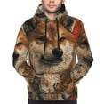 thumbnail image 2 of Bingfone Vintage Shiba Inu Art Men's Drawstring Hoodie Long Sleeve Pocket Sweatshirts-Medium, 2 of 6