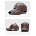 thumbnail image 2 of Baseball Cap leather Adjustable Classic Referee Snapback Dad Hat （Brown), 2 of 3