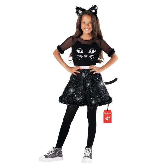 Disfraz de gato negro Morph para niñas, Halloween, talla M
