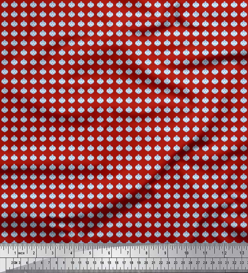 Soimoi Red Velvet Fabric Baubles Christmas Fabric Prints By Yard 58 Inch Wide