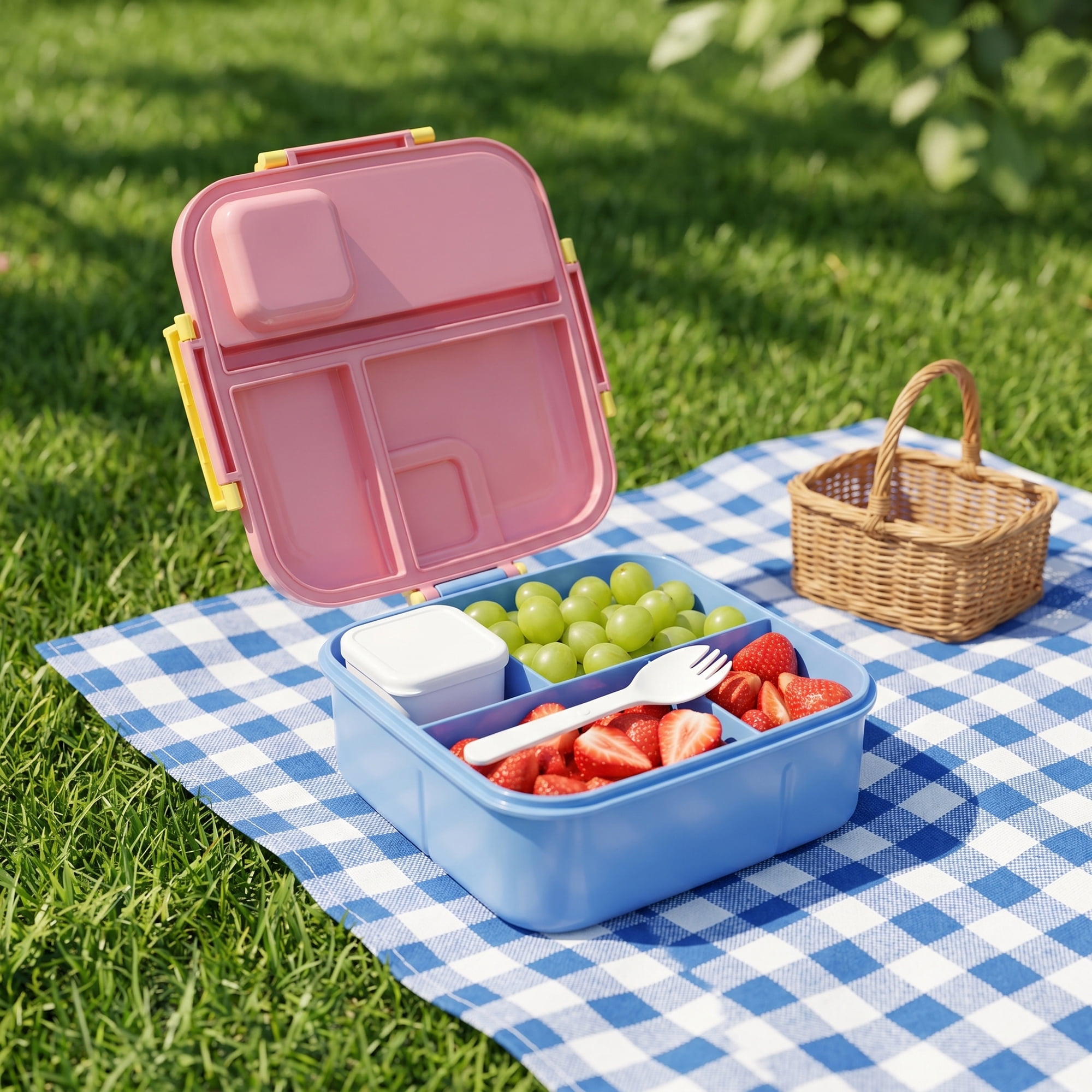 Unique Bargains Portable Leak-Proof Meal Lunch Bento Box Pink