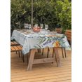 thumbnail image 2 of Outdoor Tablecloth with Umbrella Hole and Zipper, Floral Eucalyptus Leaves Rectangle Table Cloth 54x80 Inch Waterproof Tablecloth, Daisy Summer Botanical Wooden Picnic Table Cover for Patio Camping, 2 of 7