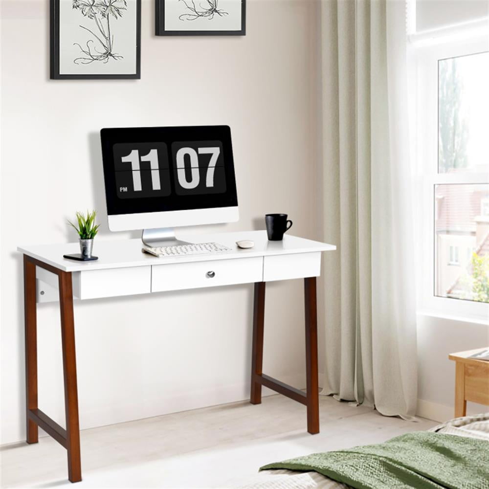 Demi Bonn Computer Desk Laptop PC Makeup Vanity Table, Small Home Office Desk Study Writing Table, Brown