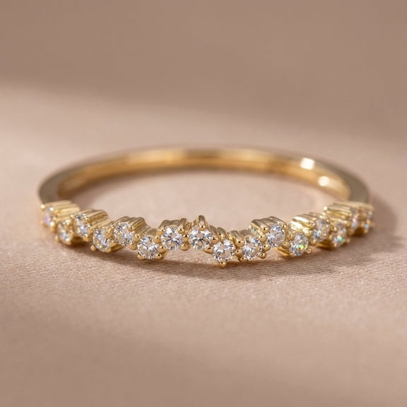 Vinali Solid 14k Yellow Gold Round CZ Stackable Cluster Ring for Women Size 5