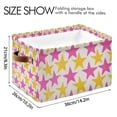 thumbnail image 4 of Yayeee Canvas Storage Basket with Handles for Shelves Fabric Bins Closet Organizer, Yellow Pink Stars, 4 of 8