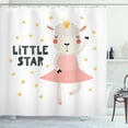 thumbnail image 1 of Lamb Shower Curtain, Little Star in a Tutu Pointe Shoes Cute Eyelashes Like a Queen, Fabric Bathroom Set with Hooks, 69"W X 75"L Long, Blush Mustard and Dark Night Blue, by Ambesonne, 1 of 3