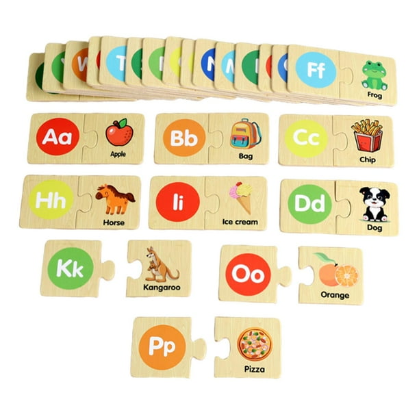 Rompecabezas del alfabeto, estudio de palabras en inglés, actividades preescolares, juego de correspondencias, rompecabezas del abecedario para niños,