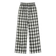 thumbnail image 6 of MYAOYI Womens High Waisted Gingham Wide Leg Trousers - Elastic Pull On Bottoms, 6 of 8