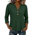 thumbnail image 5 of FchengtaiS Womens 3/4 Sleeve Waffle Knit Tops Button Down V Neck Shirts Spring Fall Casual Business Outfits, 5 of 7