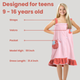 thumbnail image 2 of ATSITK Bath Towel Wraps with Straps for Girls with Pocket |Body Towel for Kids 9-16 Year-old，Pink  Bath Towel, 2 of 7
