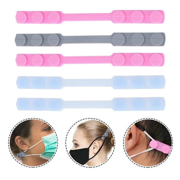 OUNONA 5-Pack Silicone Straps with Hooks, Assorted Colors for Comfortable Face Fit