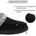 thumbnail image 3 of Womens Memory Foam House Slippers Fluffy Moccasins Faux Fur Lining Bedroom Shoes Indoor Outdoor Black, Size 8-9, 3 of 5
