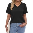 thumbnail image 4 of Fantaslook Women Tops V Neck Short Sleeve Shirts Dressy Casual Summer Tops Fashion Tunic Blouses, 4 of 8
