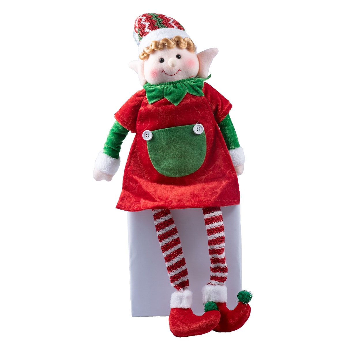 Red Naughtly elf on the shelf boy Dangly Elf Christmas Elf Soft Toy Smiley Face 