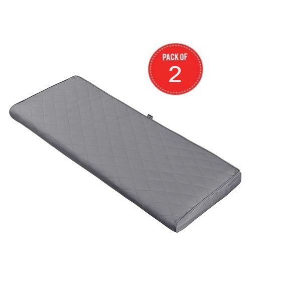 Classic Accessories Montlake FadeSafe Rectangle Settee/Bench Seat Quilted Cushion Lounge Cushion, Grey, 48"W x 18"D x 3"H ( Pack of 2 )