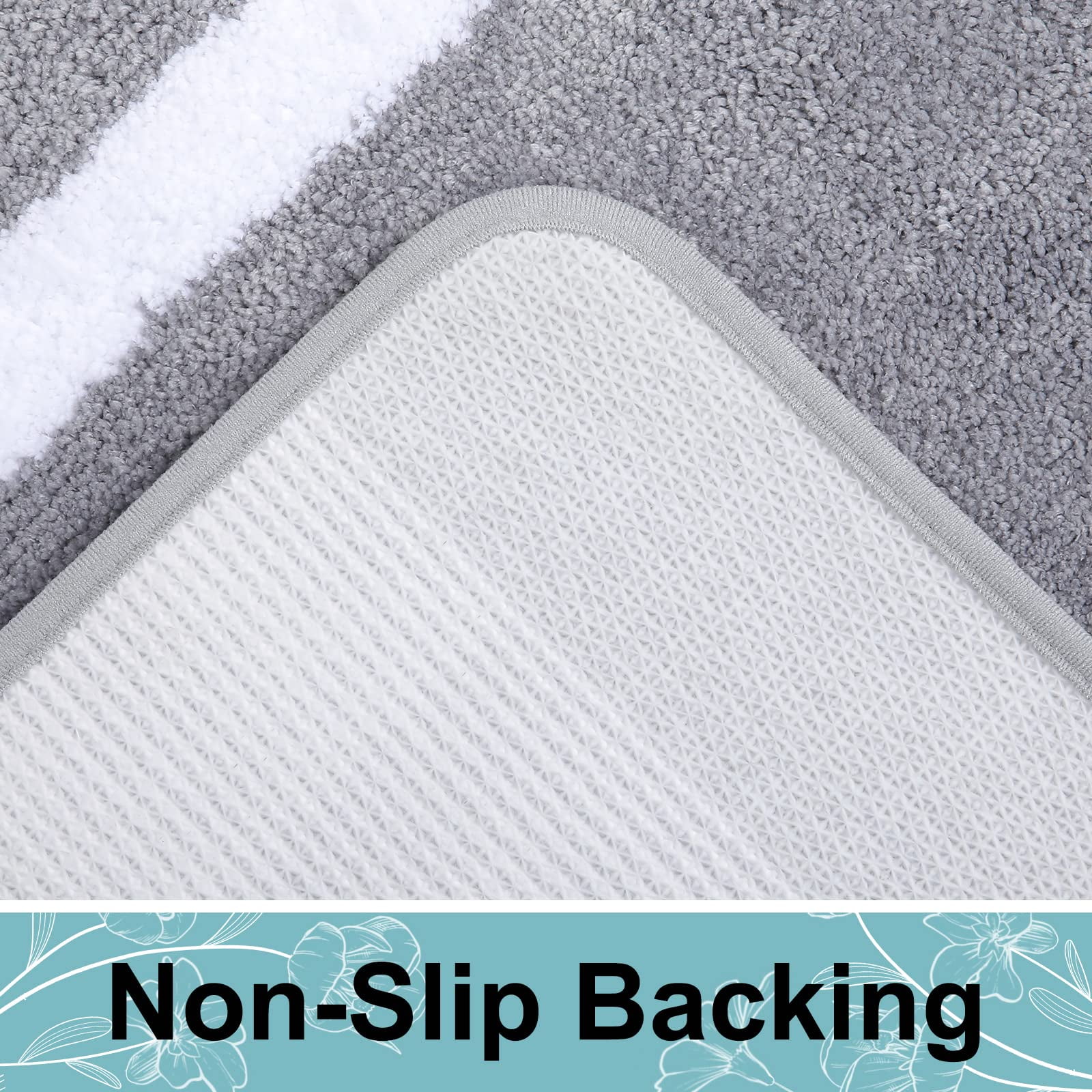 Smiry Luxury Microfiber Bathroom Rug Mat 24"x47" Soft Absorbent Bath Rug Non-Slip Plush Shaggy Bath Carpet,Grey