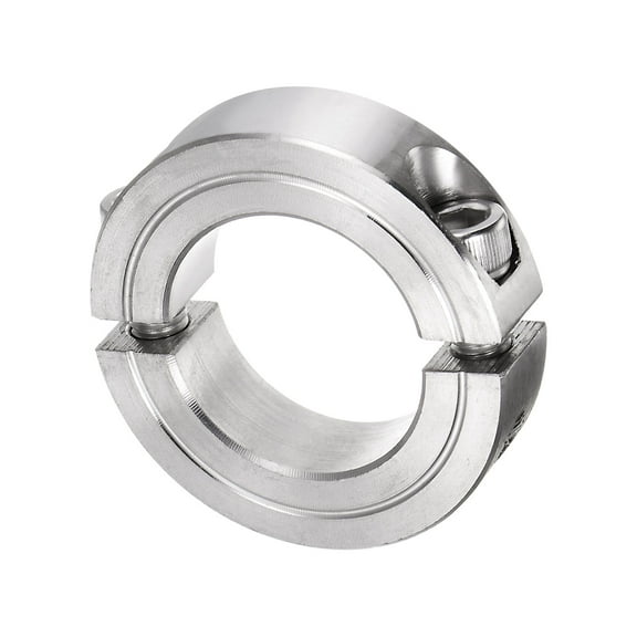 Double Split Clamp-On Shaft Collar 1-1/8" Bore Two-Piece Clamping Collar, 1-7/8" OD, 1/2" Width, Stainless Steel