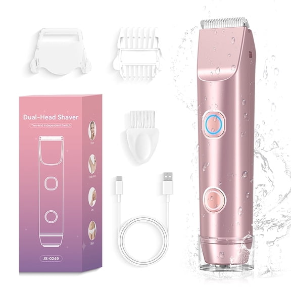 MichPong Body Hair Trimmer for Women Gift, Dual-head Shaver Face Bikini Trimmer, Rechargeable Wet Dry Use