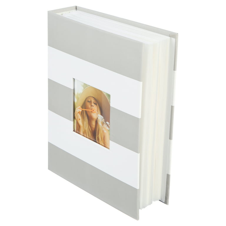 Pinnacle Grey Stripe Photo Album with Framed Front, Holds 208 Photos 4x6  Photos 