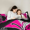 thumbnail image 5 of Homewish Cheetah Leopard Print Bedding Comforter Set for Girl, Black Pink Butterfly Animal Twin Comforter Sets, Stripes Abstract Reversible Bedding Set, Microfiber Bedroom Decor, 2-Piece, 5 of 8
