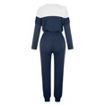 thumbnail image 4 of BLOCLOALO 2 Piece Lounge Set Pullover Crewneck Sweater Women's Outfit Crewneck Pullover Tops and Long Pants Sweatsuits with Sweatpants Long Sleeve Tops Drawstring Pants Comfy Lounge Set Blue L, 4 of 5