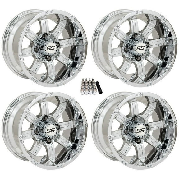 GTW Tempest 14" Golf Cart Wheels/Rims Chrome Yamaha