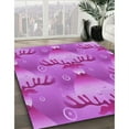 thumbnail image 3 of Ahgly Company Machine Washable Indoor Square Transitional Fuchsia or Magenta Purple Area Rugs, 4' Square, 3 of 7