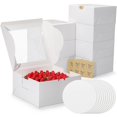 thumbnail image 1 of Juego de cajas para tartas EQOREIIN de 10 x 10 x 5 pulgadas con ventana y pegatinas, 1 of 7