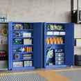 thumbnail image 6 of AUHUP 71" Metal Cabinet with Locking Doors and 5 Adjustable Shelves, Blue Garage Storage Cabinet for Warehouse, Basement, Home Office, Tool File Storage Utility Cabinets, 6 of 8