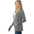thumbnail image 5 of Cielo 1985 Women's Open Long Cardigan Sweater with Pockets - By The Simply Fashion HeatherGrey M, 5 of 7