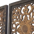 thumbnail image 5 of DecMode Brown Wood Handmade Intricately Carved Floral Wall Decor (2 Count), 5 of 15