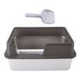 thumbnail image 2 of Caja De Para Gatos De Acero Inoxidable, Bandeja De Para Gatos De Metal Cerrada Con Lados Altos, Tapa Desmontable, Pala Para Gatos, Fácil De Limpiar Para Gatos, Gatitos Y, 2 of 7