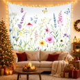 thumbnail image 3 of Wildflowers and Butterflies on a Pale Grayish-Blue Background, Serene Illustration for Nature Lovers, Botanical Floral Wall Art, Birthday Gift Tapestry Wall Hanging for Bedroom and Living Room, 3 of 7