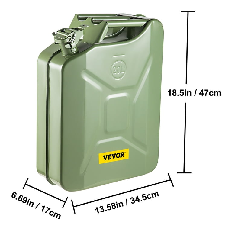 VEVOR Jerry Fuel Can, 5.3 Gallon / 20 L Portable Jerry Gas Can with Flexible Spout System, Rustproof Heat-Resistant Steel Fuel Tank for Cars Trucks