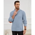 thumbnail image 3 of Colsmile Men's Cable Knit Sweater Stand Collar Quarter Button Pullover Casual Long Sleeve Knitwear, 3 of 9