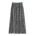 thumbnail image 3 of Riforla Women's A Line Glitter Sequin Pleated Skirt Mid Length Elegant Festive Pleated Skirt Womens Skirts Grey One Size, 3 of 3