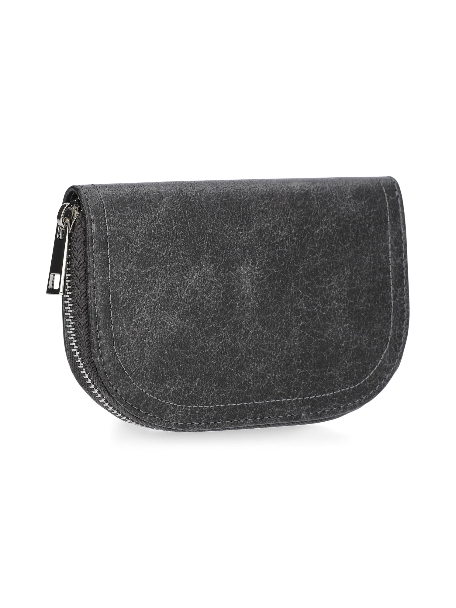 No Boundaries Women's Fashion Moto Rounded Wallet, Grey