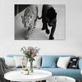 thumbnail image 3 of Mudket Black White Leopard & Black Panther Walking Canvas Wall Art, Modern Minimalist Art Work Print for Living Room Office Entryway Home Decor , Framed Ready to Hang - 12"L x 8"W, 3 of 9