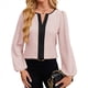 thumbnail image 2 of Blusas Elegantes de Larga para Mujer, con Cuello en V y Bloques de Color, para Negocios y Trabajo, Ropa de Moda para Otoño. Rosa XL, 2 of 10