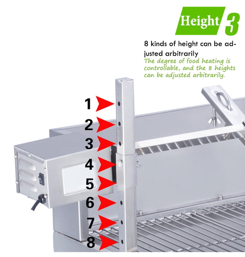 INTBUYING 46inch Stainless Steel Grill Roaster Electric Rotating Grill Outdoor Charcoal BBQ