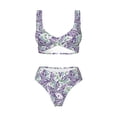 thumbnail image 4 of Rocae Lavender Flowers for Bikini Set for Women Two Piece Sexy High Swimsuits Split Crossover Bikini Medium, 4 of 9
