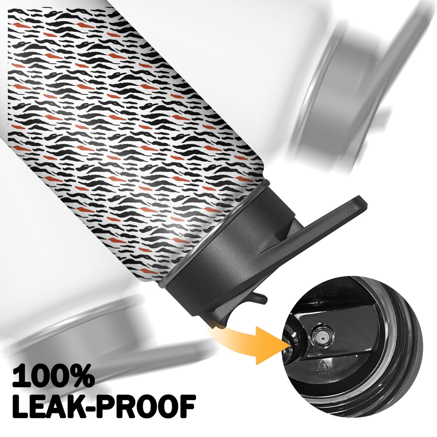 Leopard Print Insulated Stainless Steel Water Bottle with Straw & Cleaning Brush – 18 Oz | Leakproof, BPA-Free, 304 Stainless Steel, Wide Mouth, Travel Mug for Car, Gym, Office