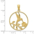 thumbnail image 3 of 14K Yellow Gold Solid Polished Finish Hummingbird with Flower Design in Round Frame Shape Circle Pendant, 3 of 3