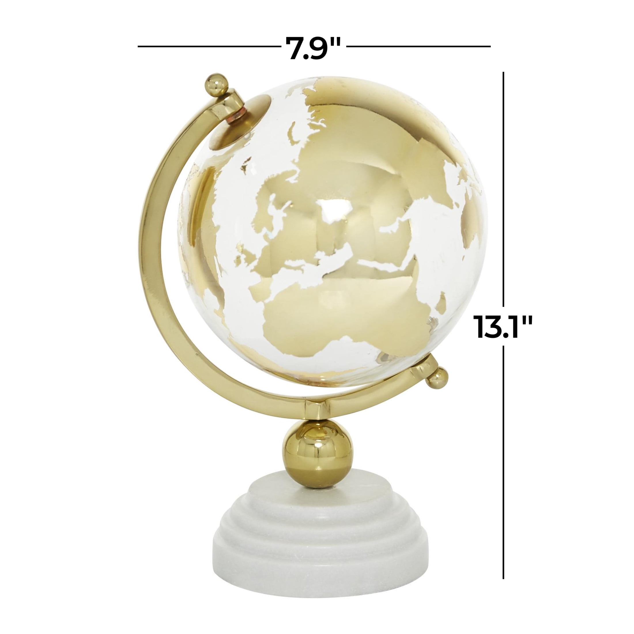 DecMode 8" Gold Globe with Marble Base and Tiered Base