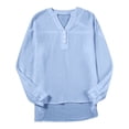thumbnail image 4 of LIUJUNSHOP Womens Casual Button V Neck Long Sleeve Shirts Oversized Solid Blouses Tops, 4 of 4