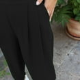 thumbnail image 4 of XuJwPNcy Womens Trendy Pants Elastic Waist Loose Lounge Pants Solid Color Full Length Pants Summer Tapered Trousers, 4 of 7