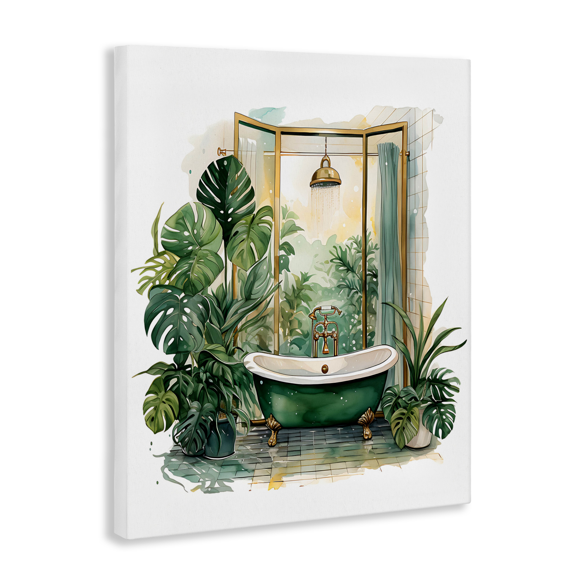 Bathtub in Tropical Oasis Canvas Wall Art, design by Lettered and Lined