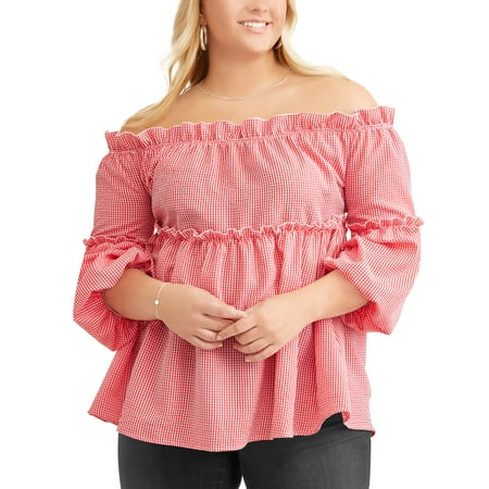 Poof Junior Plus Off the Shoulder Ruffle Blouse