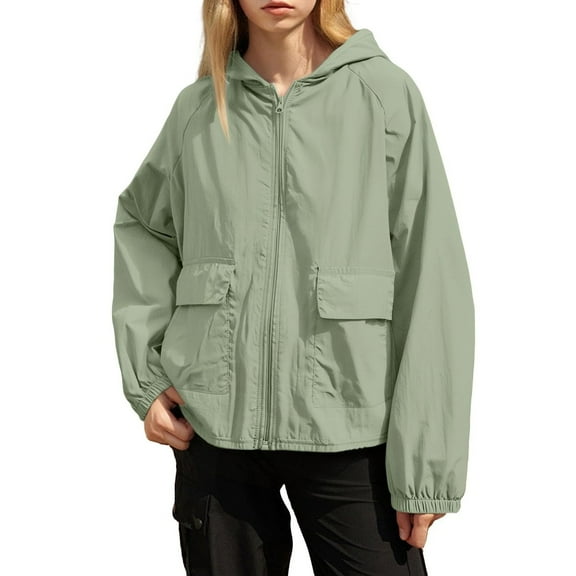 Kukoosong Rain Jacket Women's Lightweight Raincoat Outdoor Waterproof Sweatshirts Jacket with Pockets